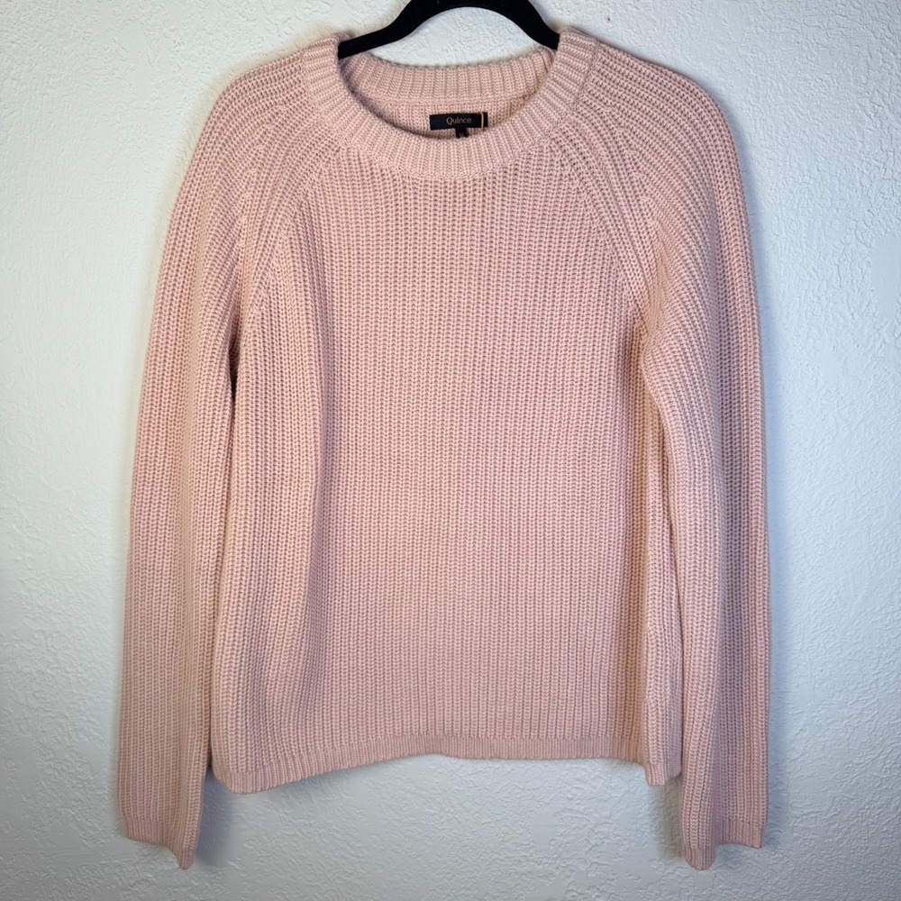 NEW Quince Women's M Organic Cotton Fisherman Crew Sweater Shell Pink Luxury